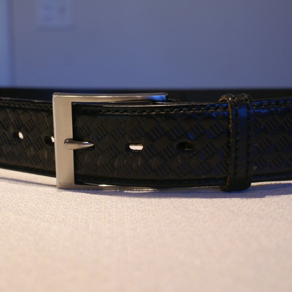 5.11 Tactical Series Utility Belt Black Leather Basketweave Size 3XL Model 59419